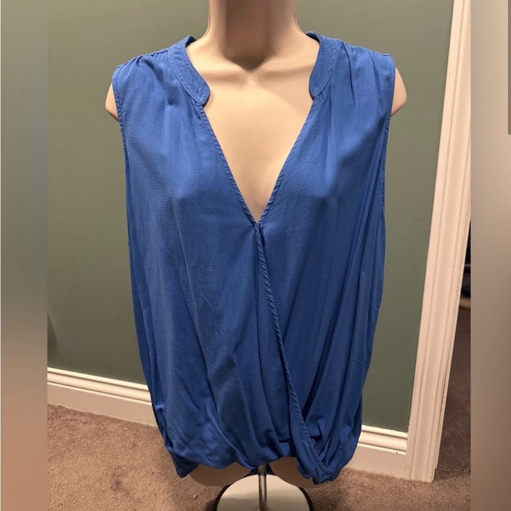 Evereve Blue Sleeveless Wrap Blouse